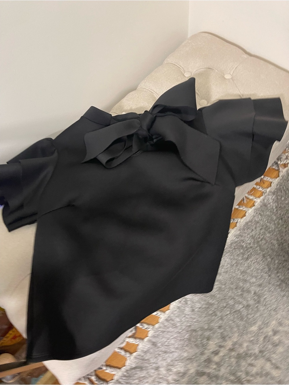 Black Bow-Back Women's Top